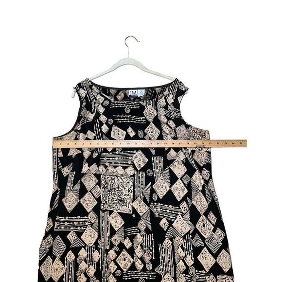 JM Collection SZ 1X Black Geo Print Sleeveless Round Neck Shift Mini Dress NWOT - Picture 4 of 4